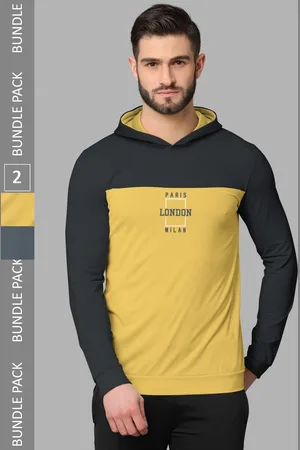 bullmer Pack Of 2 Typographic Printed Long Sleeves Round Neck T-shirt