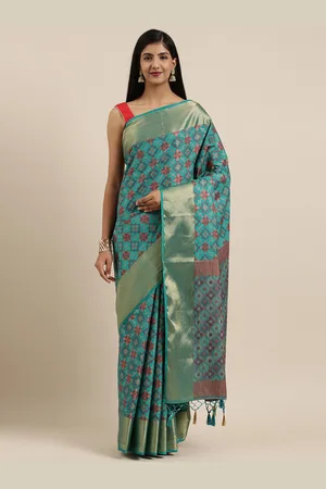 Mimosa Blue & Maroon Art Silk Woven Design Patola Saree