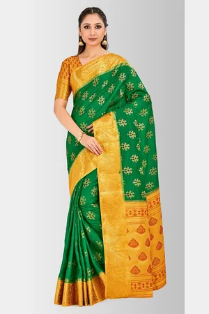 Mimosa Green & Gold-Toned Art Silk Woven Design Paithani Saree