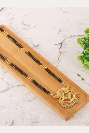 Brandsoon Gold-Plated & Black Beaded Mangalsutra