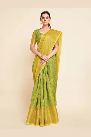 Mimosa Yellow And Green Woven Design Zari Art Silk Kanjeevaram Saree