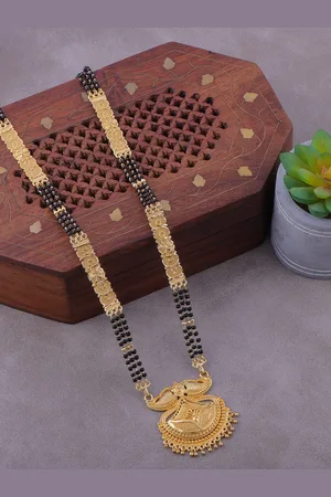 Brandsoon Gold-Plated Black Beaded Mangalsutra