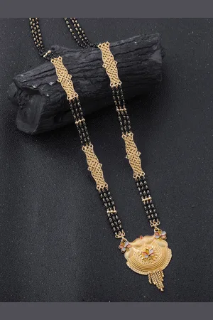 Brandsoon Gold-Plated Black Beaded Mangalsutra