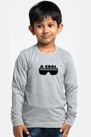 Friskers Boys Grey Printed High Neck Applique Slim Fit T-shirt