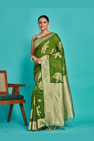 Mimosa Floral Woven Design Zari Kanjeevaram Saree