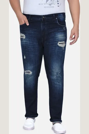 John Pride Men Plus Size Mildly Distressed Light Fade Stretchable Jeans