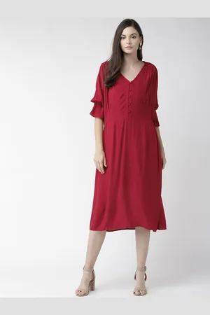 Scouph Women Red Solid A-Line Dress
