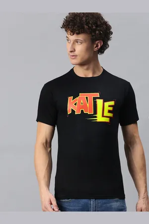 BRATMA Men Black Typography Printed Round Neck Regular Sleeves Cotton T-shirt