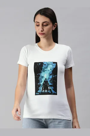 BRATMA Women White Devil Graphic Printed Round Neck T-shirt