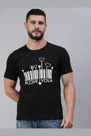 BRATMA Men Black & White Typography Printed Pure Cotton T-shirt