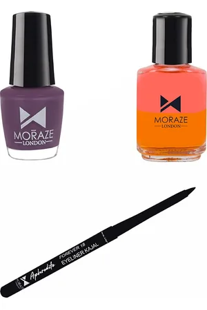 Moraze Pack of Kajal with 1 Nail Polish (5 ML) 1 Nail Paint Remover (30 ML)