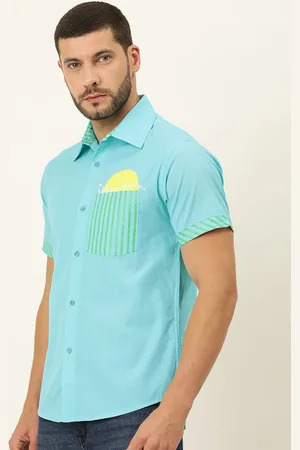Forever 21 Men Blue & Yellow Printed Pure Cotton Casual Shirt