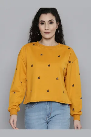 Scouph Women Mustard Yellow Printed Sweatshirt