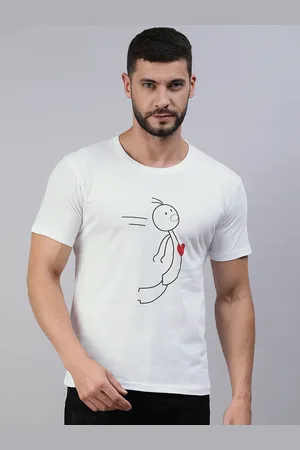 BRATMA Men White & Black Printed T-shirt