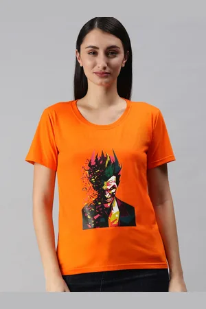 BRATMA Women Orange & Black Printed T-shirt