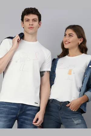 BRATMA Women White Conversational Printed Round Neck Pure Cotton T-shirt