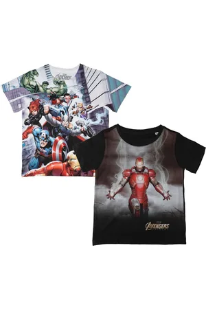 Wear Your Mind Boys White & Black Printed Round Neck T-shirt Pack of 2