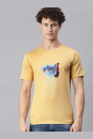 BRATMA Men Beige Conversational Printed Round Neck Regular Sleeves Cotton T-shirt
