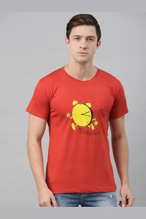BRATMA Men Red Printed Round Neck T-shirt