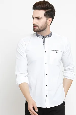 Purple State Men White Slim Fit Solid Casual Shirt