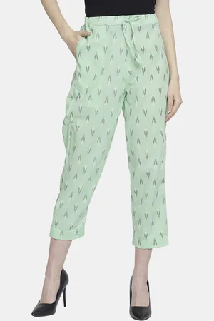 Enchanted Drapes Women Green Printed Trousers