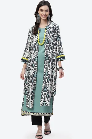 Biba Women Black Tribal Printed Kurta