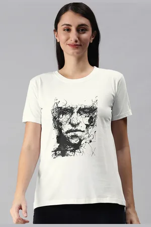 BRATMA Women White & Black Printed T-shirt