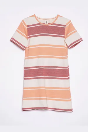 Scouph Beige Striped T-shirt Dress
