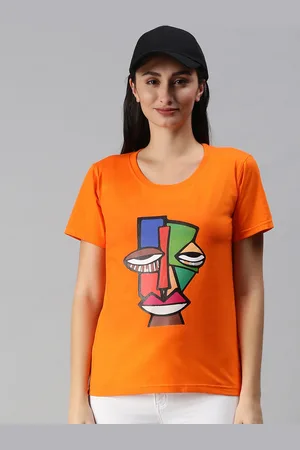 BRATMA Women Orange Printed T-shirt