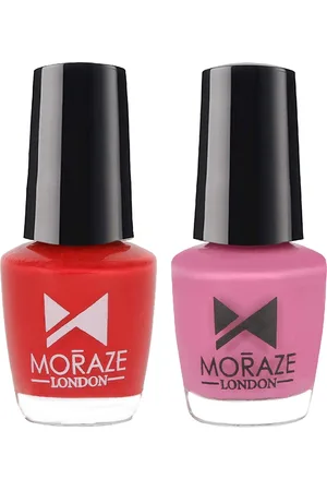 Moraze Set of 2 Glossy Nail Paints - Netflix, Coral Saga - 10 ML (5 ML Each)