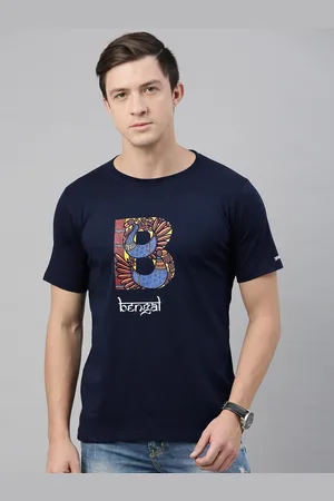BRATMA Men Navy Blue Printed Round Neck T-shirt