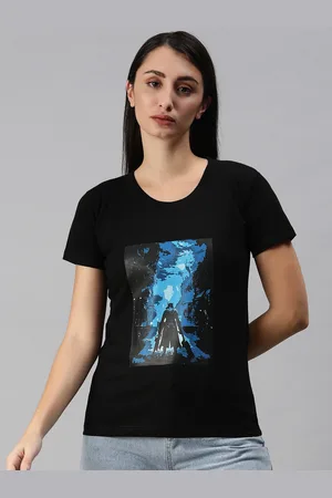 BRATMA Women Black & Blue Printed T-shirt