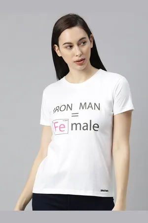 BRATMA Women White Printed Round Neck Holi T-shirt