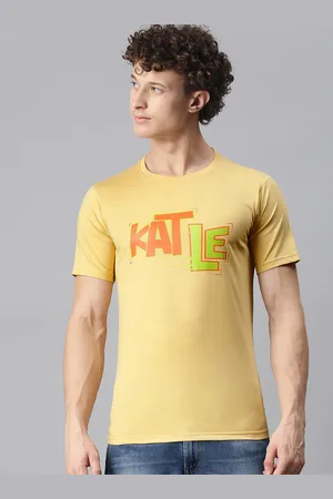 BRATMA Men Beige Typography Printed Round Neck Regular Sleeves Cotton T-shirt