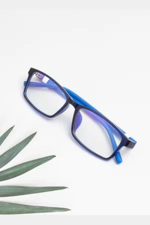 Ted Smith Unisex Blue & Black Full Rim Rectangle Frames Eyeglasses