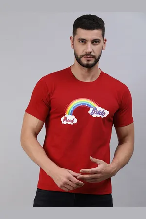 BRATMA Men Red Typography Printed Cotton T-shirt