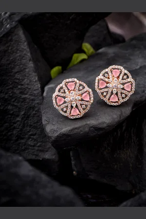Saraf RS Jewellery Women Pink Contemporary Studs Earrings