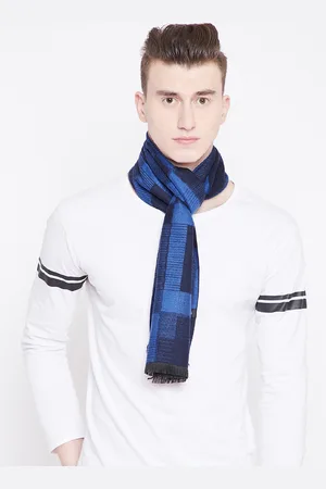 Alvaro Castagnino Men Blue Checked Muffler