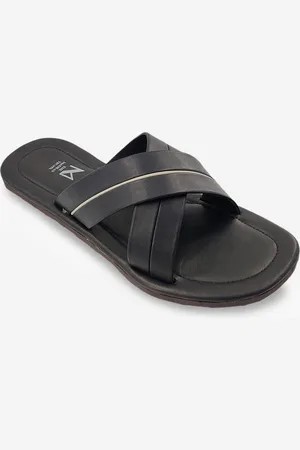 THE MADRAS TRUNK Men Black Leather Comfort Sandals