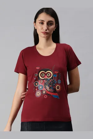 BRATMA Women Maroon & Black Printed T-shirt