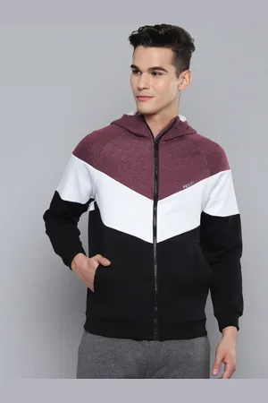 Fitkin Men Black & White Colourblocked Pure Cotton Sporty Jacket