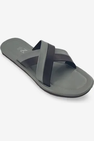 THE MADRAS TRUNK Men Grey Colourblocked Open Toe Slip-On Flats