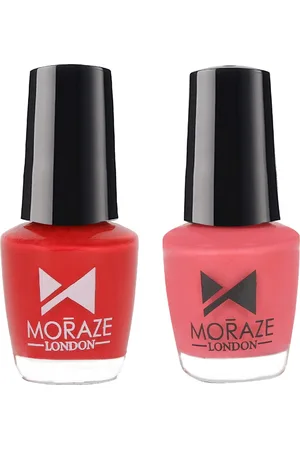 Moraze Set of 2 Glossy Nail Paints - Netflix, Coral Saga - 10 ML (5 ML Each)