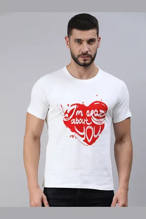 BRATMA Men White & Red Typography Printed Pure Cotton T-shirt