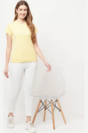 Crimsoune Club Women Yellow Slim Fit Outdoor T-shirt