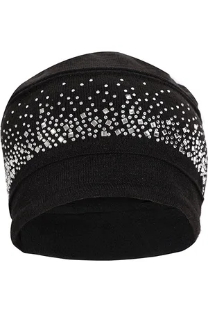 FabSeasons Women Black Studded Acrylic Woolen Beanie