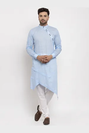 KLOTTHE Men Blue Solid Straight Kurta