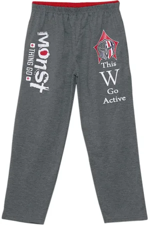 Sweet Angel Boys Charcoal Grey & White Printed Straight-Fit Track Pants