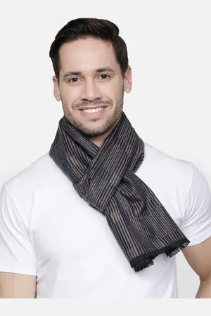 Alvaro Castagnino Men Brown & Blue Striped Muffler
