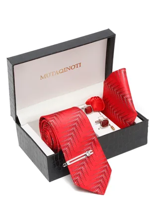 MUTAQINOTI Men Silk Blend Necktie Accessory Gift Set